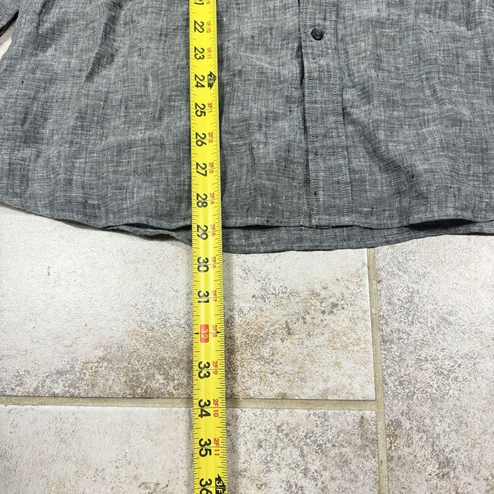 REID & TAYLOR Shirt Mens 44/17.5 Gray 100% Linen Long Sleeve Dad - Picture 4 of 10
